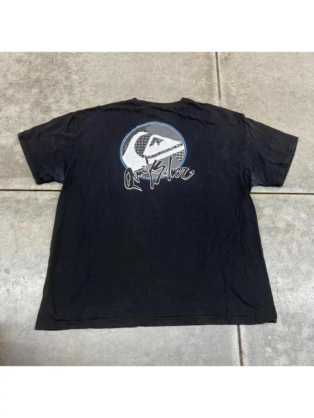 vintage quiksilver faded black big logo skate surf brand shirt size xl